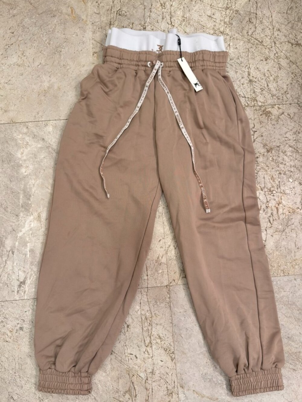 KORAL High Rise Colorblock Jogger Pants Tan White NWT Size Large